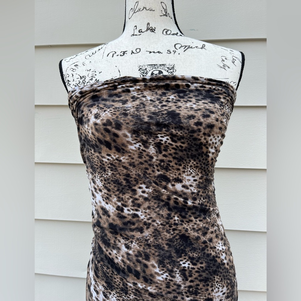 Velvet Brand Strapless Ruched Cheetah Print Mini Dress Sz Small